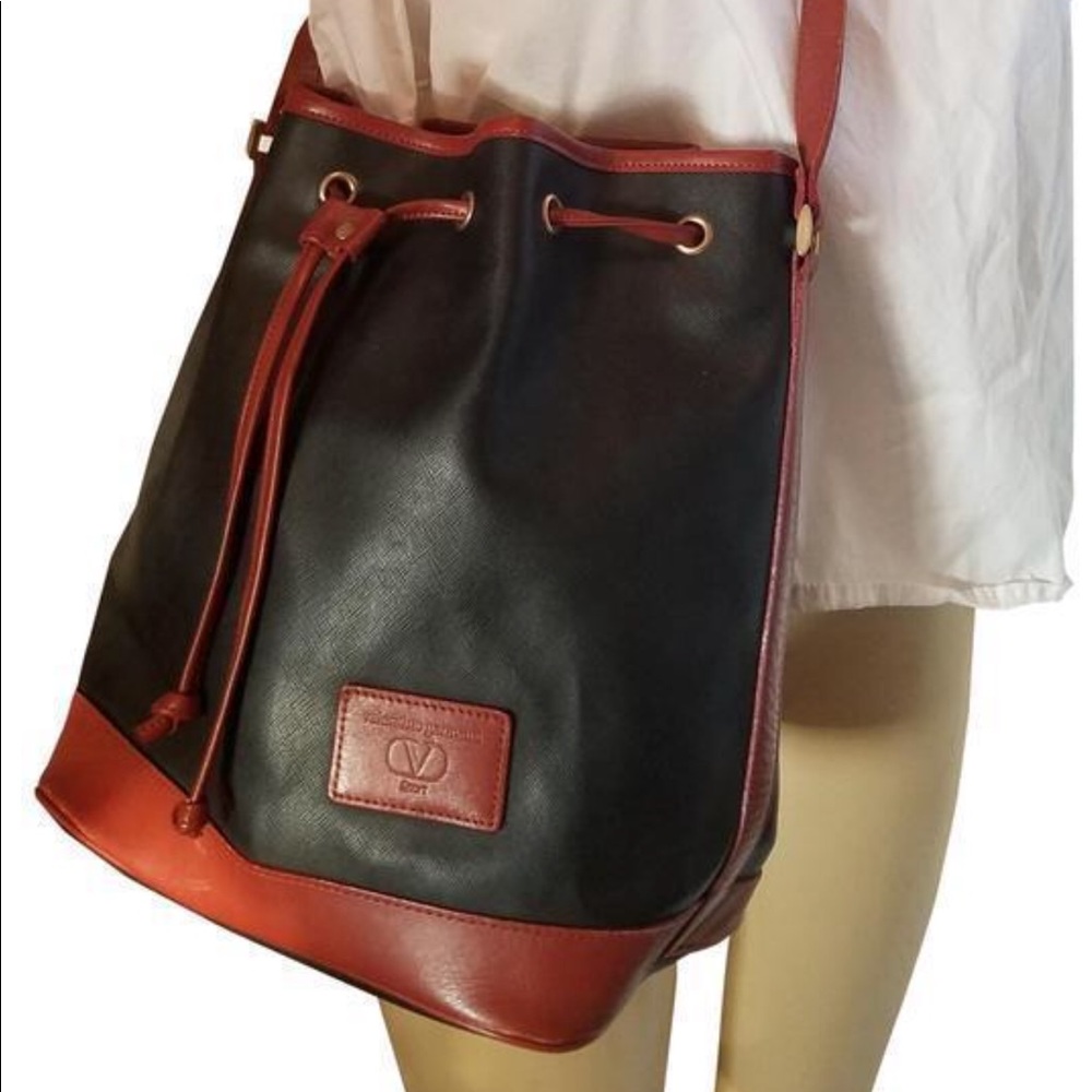 VTG Valentino Leather PVC Bucket Shoulder Bag